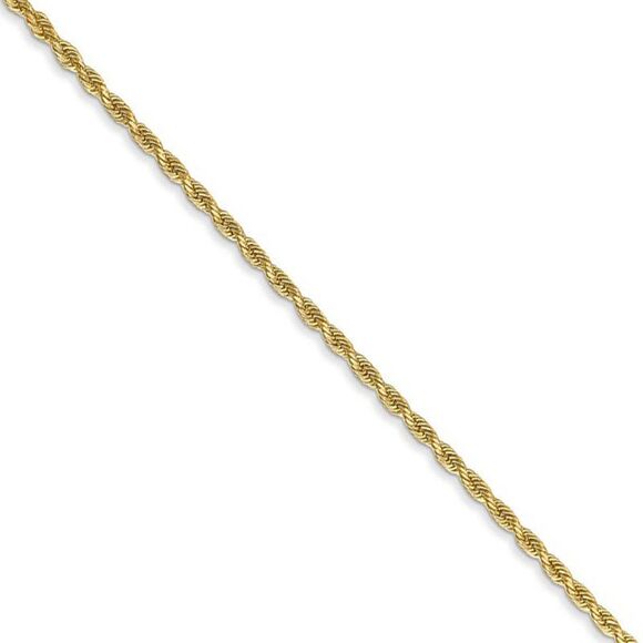 1.5mm 14k Yellow Gold Solid Diamond Cut Rope Chain Necklace 16 Inch